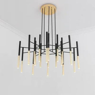 Solara Lustre Moderne Tiges Noir Or