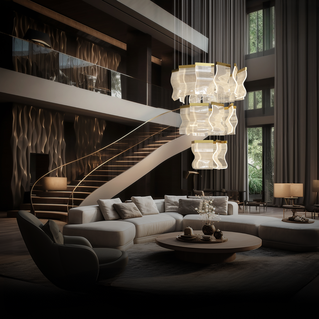 Kristy Moderne Or LED Lustre Métal Acrylique Chambre/Salon