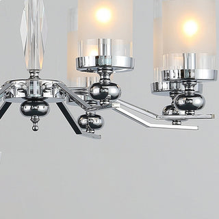 Silva Suspension Cylindre Moderne, Métal/Verre, Chromé, Salon/Salle à Manger