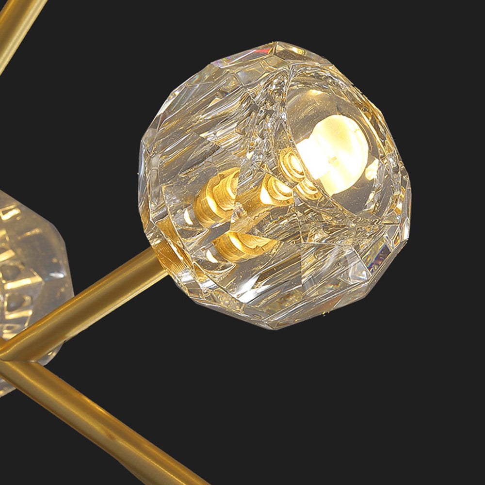Valentina Luminaires Suspensions Multi Balle Moderne Cuivre/Cristal Noir/Doré Salon/Salle à Manger