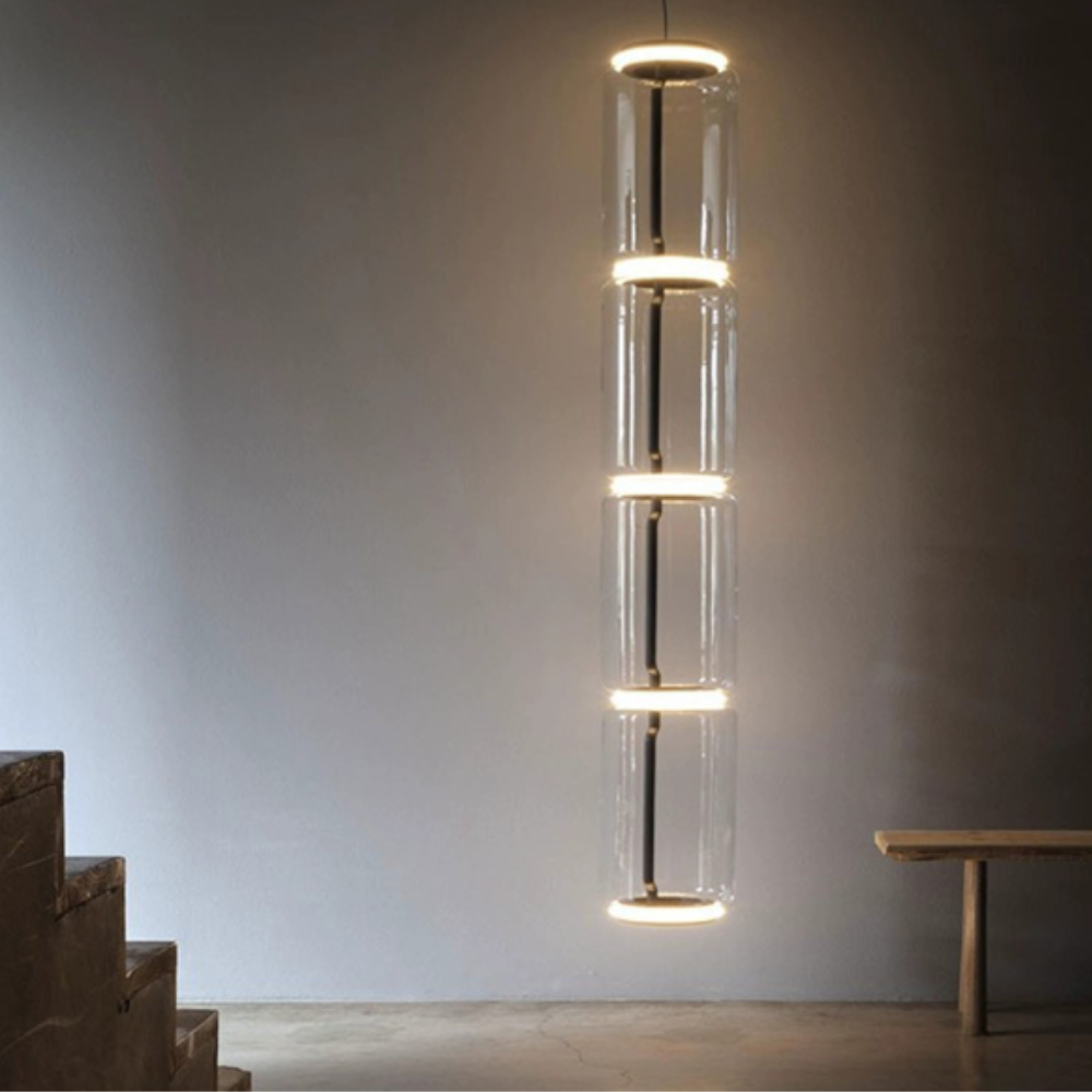 Valentina Luminaires Suspensions LED Cylindre Minimalisme Métal/Verre Transparent Salon/Chambre à Coucher