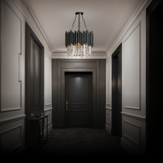 Kristy Suspension LED Industrielle Noir Cylindrique En Verre/Métal Salon