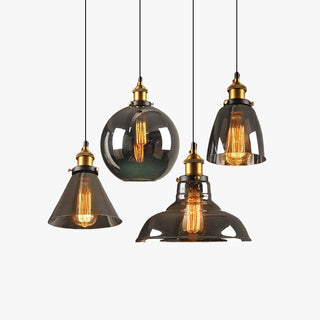 Siroven suspension Industriel en Verre. Clair/Ambre/Gris Fumé-Luire