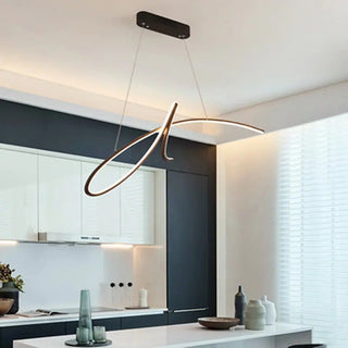 Arisha Suspension Linéaire Simple, Métal, Noir/Or, Salon