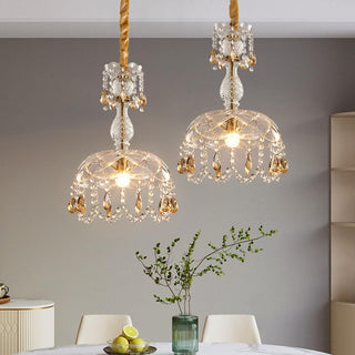 Kristy Rétro LED Cristal Rond Suspension Or Verre Chambre À Coucher