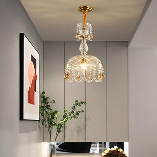Kristy Rétro LED Cristal Rond Suspension Or Verre Chambre À Coucher