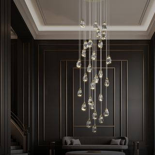 Kristy Luminaire Or Suspension Verre/Métal Pierres Chambre/Salon
