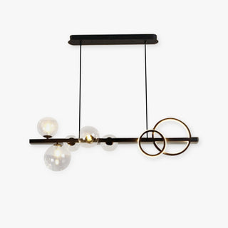 Valentina Suspension Anneau/Ronde Moderne, Métal/Verre, Noir/Doré, Salon