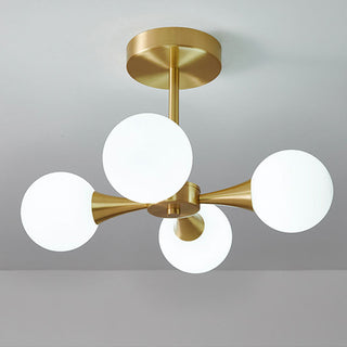 Valentina Suspension Boule Moderne, Laiton/Verre, Blanc/Claire, Salon