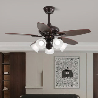 Solara Plafonnier Ventilateur Classique en Bois et Verre