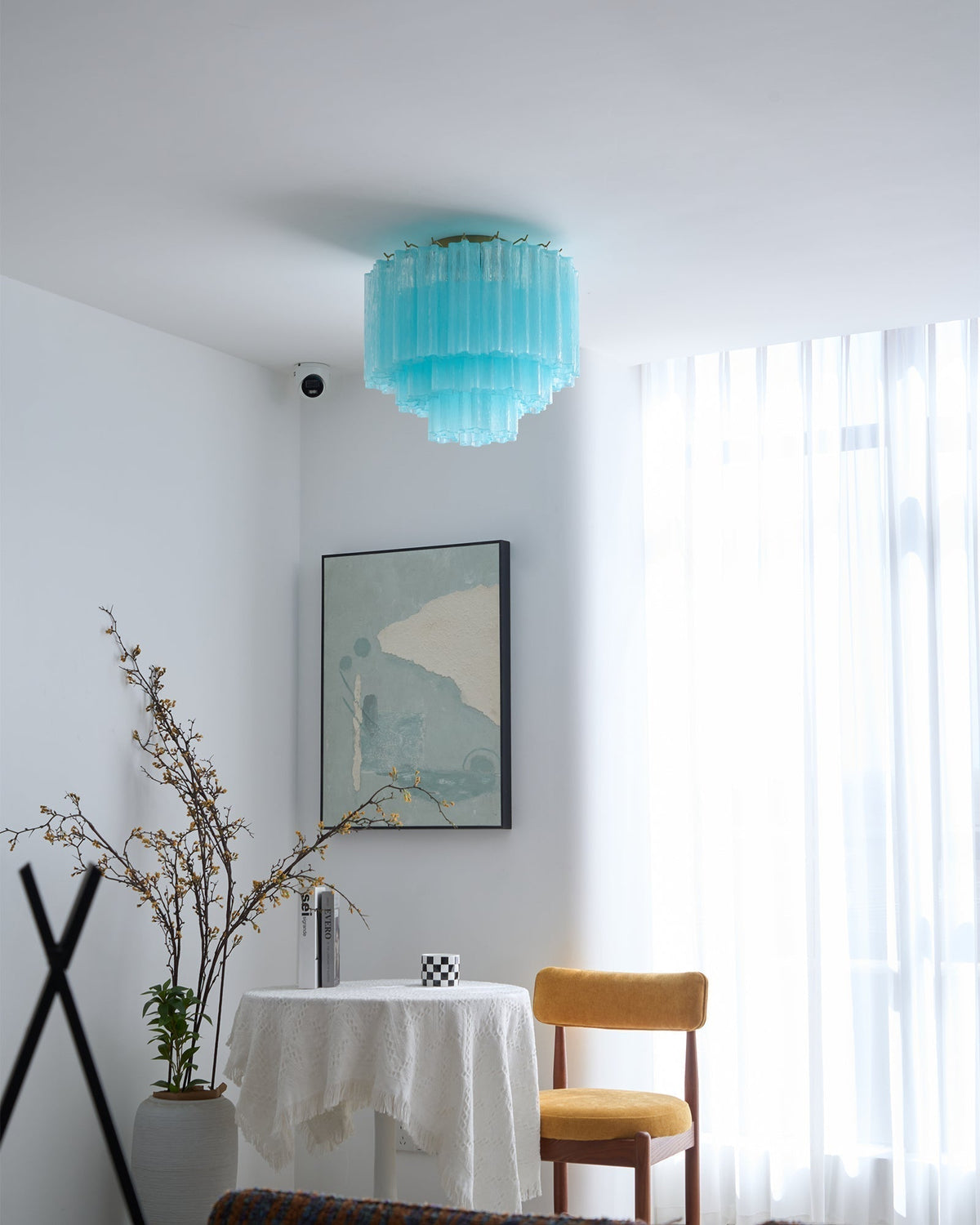 Laurivia Plafonnier Blanc Murano Verre Superposé Élégant Moderne
