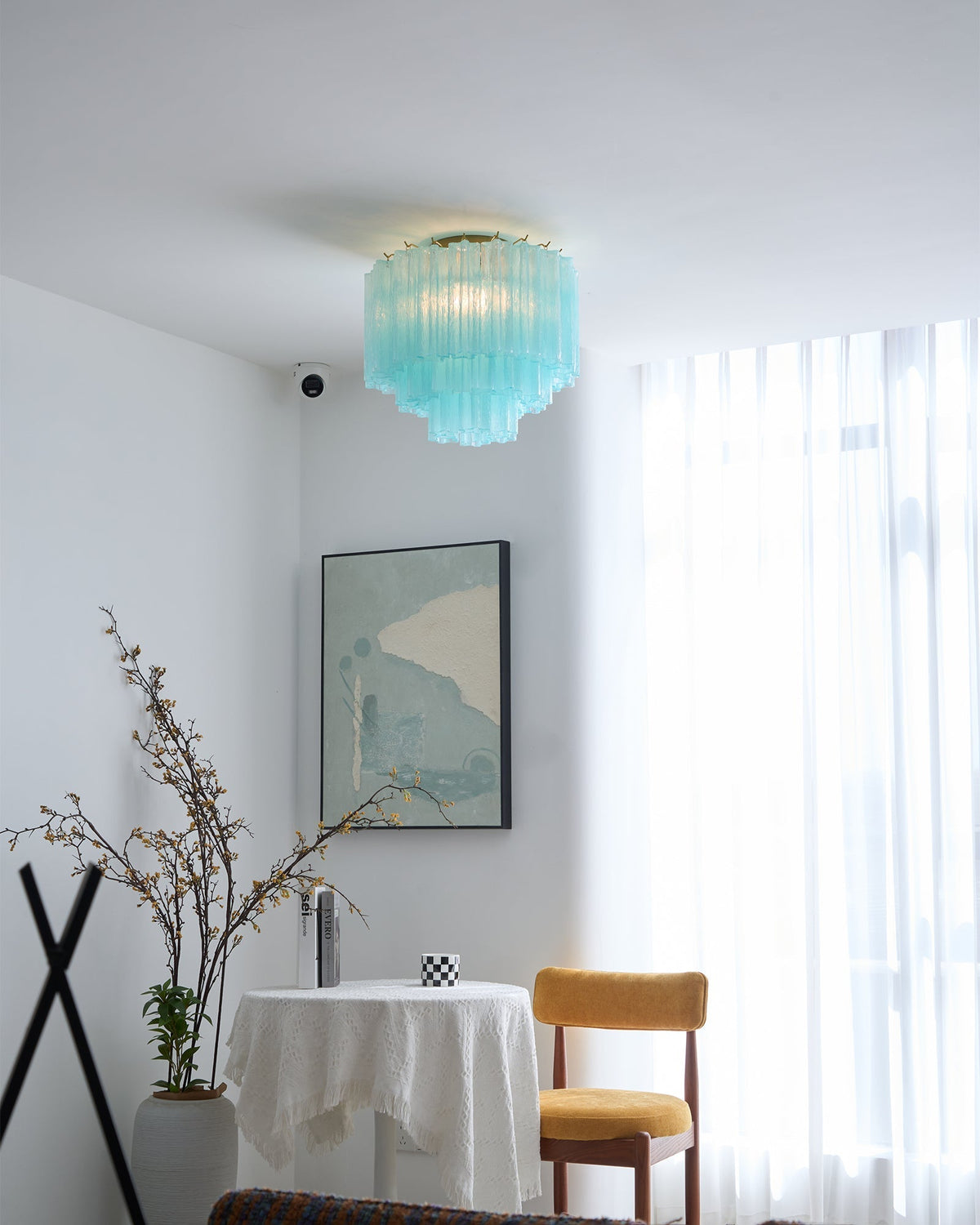 Laurivia Plafonnier Blanc Murano Verre Superposé Élégant Moderne