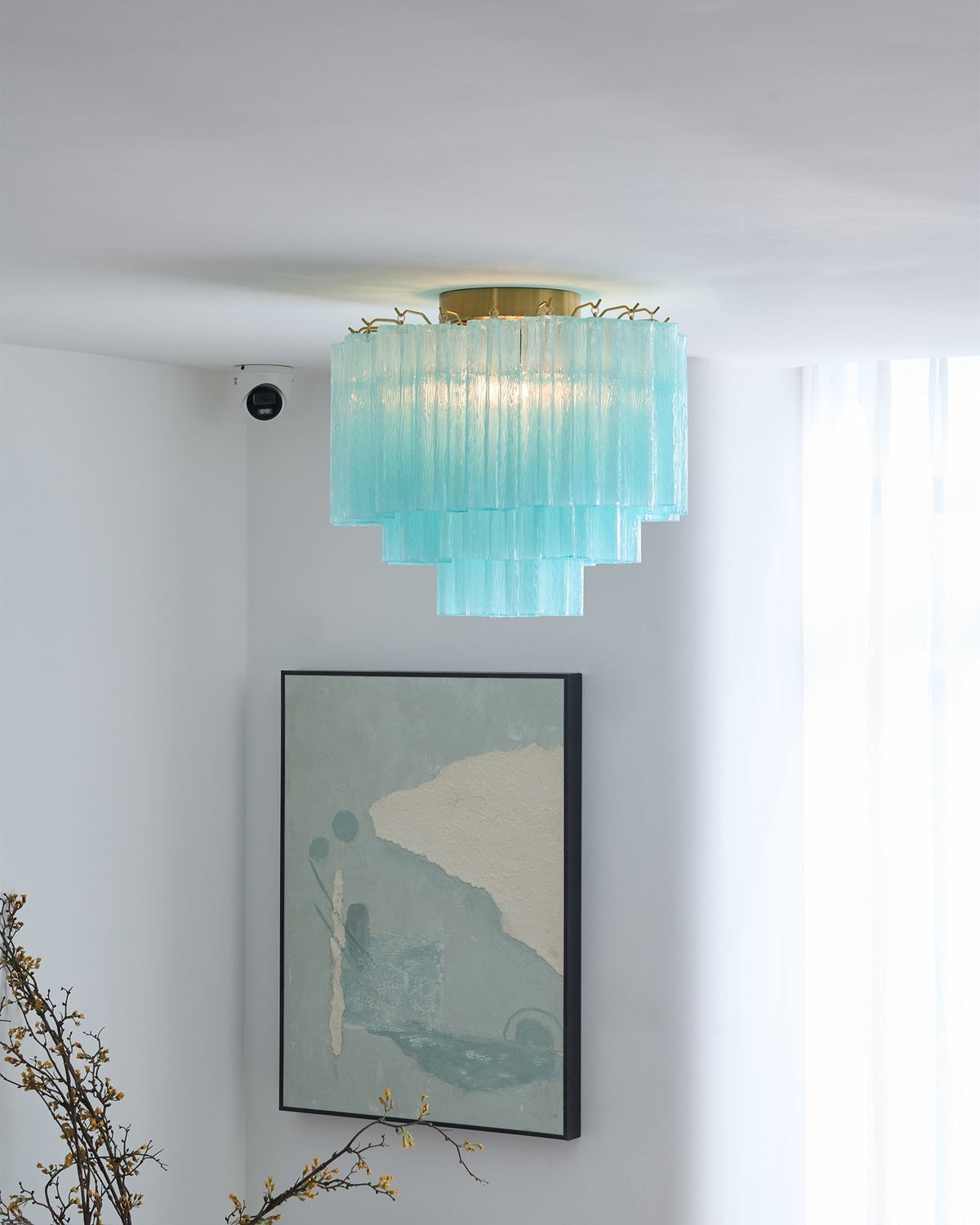 Laurivia Plafonnier Blanc Murano Verre Superposé Élégant Moderne