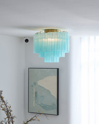 Aurora Plafonnier Blanc Murano Verre Superposé Élégant Moderne