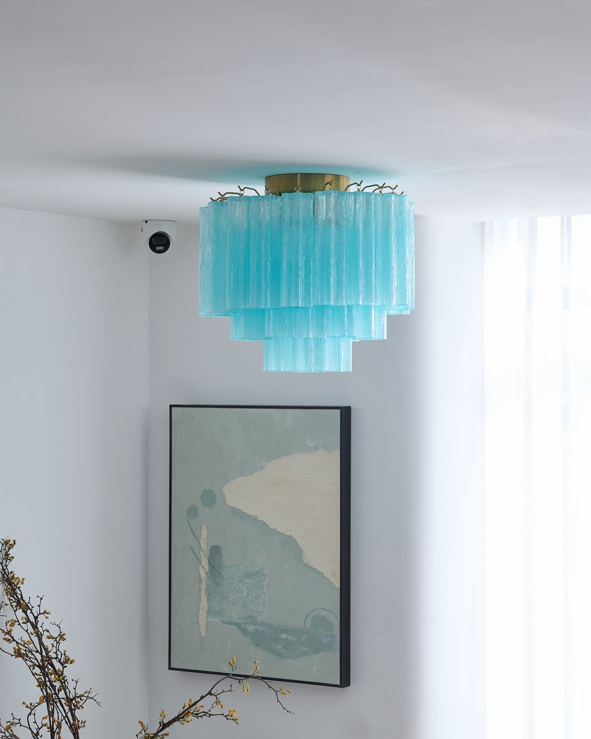 Laurivia Plafonnier Blanc Murano Verre Superposé Élégant Moderne