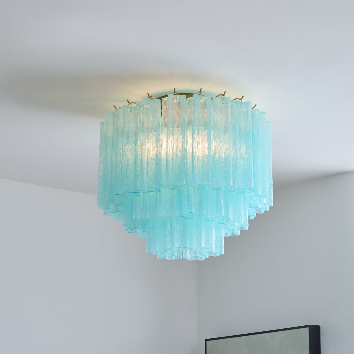 Laurivia Plafonnier Blanc Murano Verre Superposé Élégant Moderne
