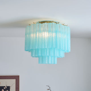 Aurora Plafonnier Blanc Murano Verre Superposé Élégant Moderne
