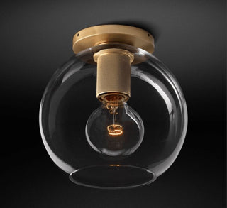 Solara Lumière de Plafond Conique en Verre et Laiton Industrielle