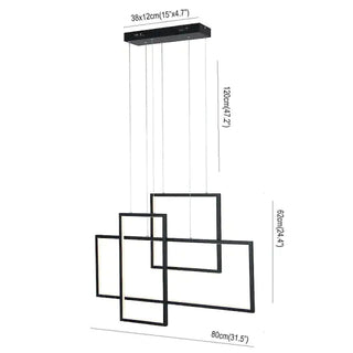 Arisha Lustre Rectangulaire Moderne, Métal/Gel de Silice, Noir/Blanc, Salon