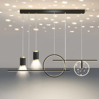 Arisha Luminaires Suspension Etoilé Moderne, Métal, Noir/Blanc/Or, Salon