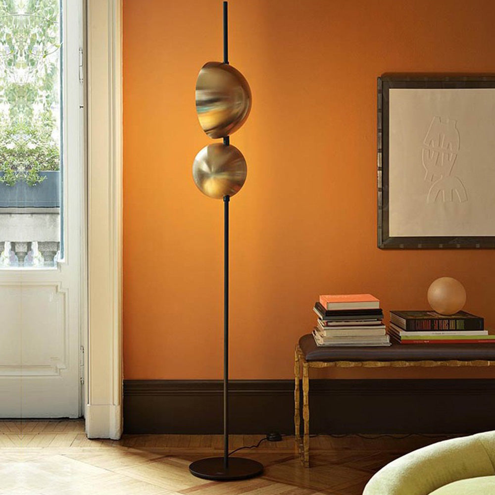 Mira Design Lampadaire Rond Moderne Métal Noir/Or Bureau/Chambre