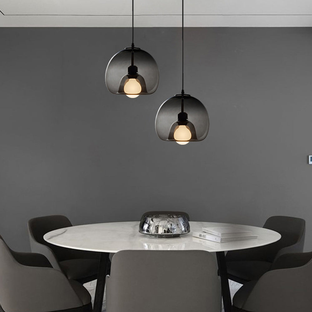 Valentina Luminaires Suspensions Globe Moderne LED Verre/Quincaillerie Ambre/Gris Fumé Salle à Manger/Salon