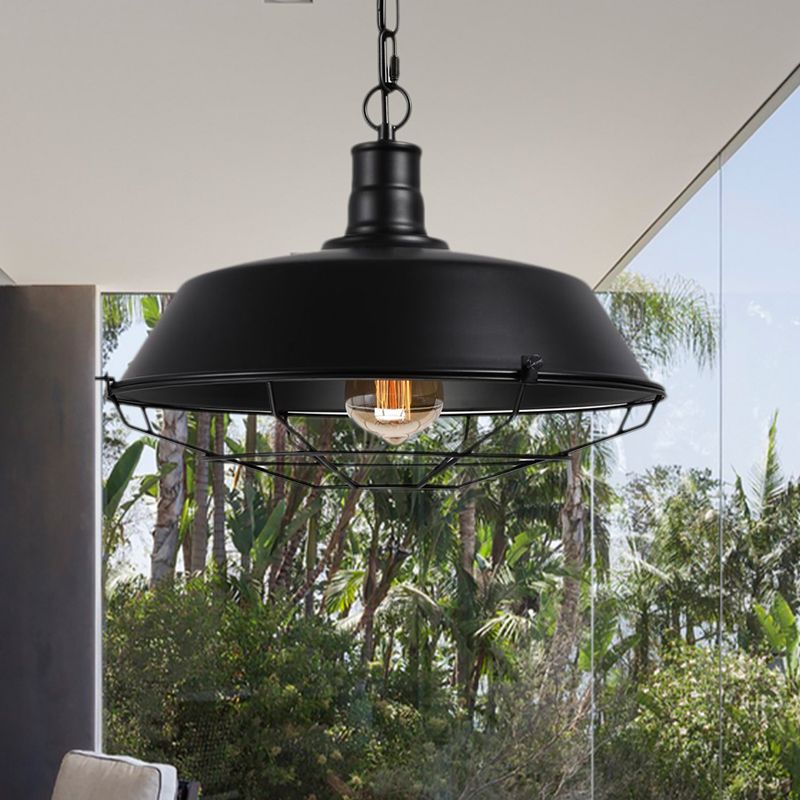 Silva Dôme Rustique LED Suspension Noir Métal Chambre à Coucher