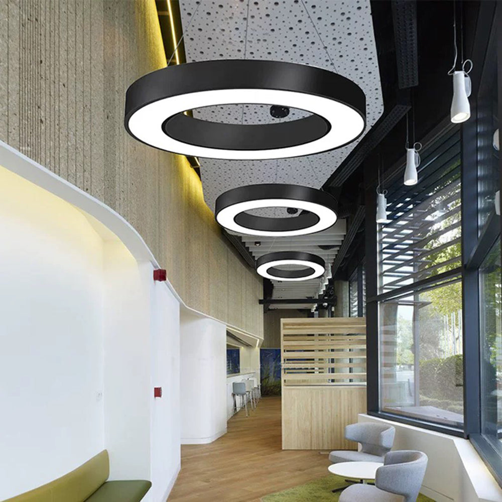 Arisha Luminaires Suspensions LED Anneau Simple Acrylique Noir/Blanc Salon/Cuisine