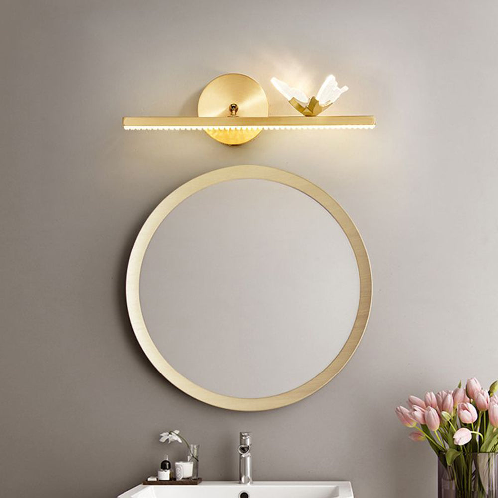 Arisha Applique Murale à Miroir Design Italien Iibellules Moderne Acrylique/Métal Doré Salle de Bain