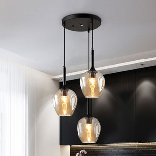 Valentina LED Suspension Bleu Gris Verre Salle à Manger Chambre à coucher