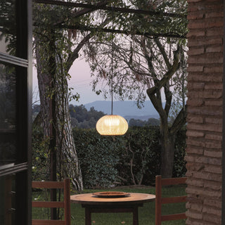 Ritta Moderne LED Suspension Café Beige Métal/Rotin Extérieur