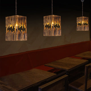 Epoch Suspension Rectangulaire Naturelle, Metal/Bois, Marron, Salon
