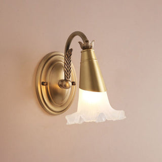 Lily Applique Murale à Miroir Fleur Vintage LED Métal Verre Or Salon/Chambre à coucher