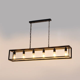 Silva Rectangle Vintage LED Suspension Noir Laiton Métal Salon