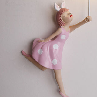 Aria Applique Murale Moderne en Forme de Ballon et de Fille, PV, Rose, Chambre à coucher