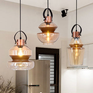 Silva Moderne LED Suspension Ambre Métal Verre Salon Salle à manger
