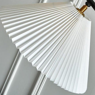 Muto Lampadaire Plissé Vintage, Métal/Tissu, Bois/Noyer, Salon