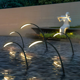 Ray Lampe Extérieure au Sol Arche Simple, Métal/Acrylique, Noir, Jardin