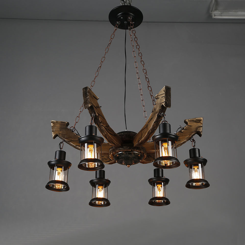 Epoch Lustre Flèche Vintage, Metal/Bois, Marron, Salon
