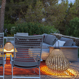 Ritta Vintage Petie LED Lampadaire Brun Métal/Tissu Extérieur