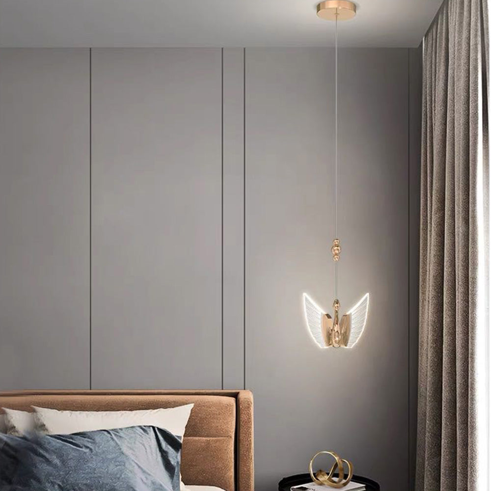 Arisha Design Luminaires Suspensions Cygne Moderne LED Métal/Acrylique Doré Rosé Salon