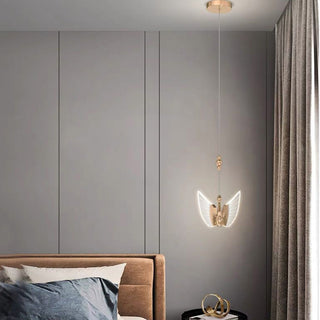 Arisha Design Luminaires Suspensions Cygne Moderne LED Métal/Acrylique Doré Rosé Salon