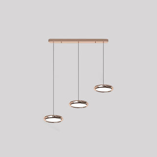 Arisha Suspension Ronde Moderne, Métal/Acrylique, Argent/Or/Rose Rouge, Salon