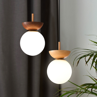 Valentina Nordique Japonais Glob LED Plafonnier/Suspension Métal Verre Chambre à coucher, Burlywood