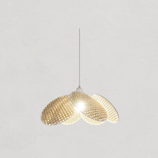 Ritta Suspension Fleur Moderne, Métal/Rotin, Noir/Blanc, Salon