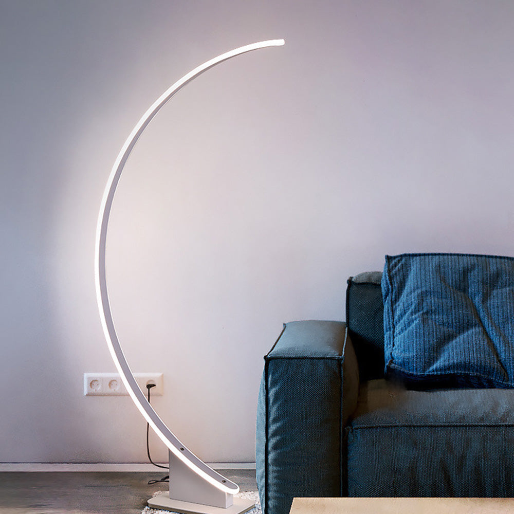 Ray Design Lampadaire Arche Simple Métal/Silicone Café/Blanc Salon/Chambre à Coucher