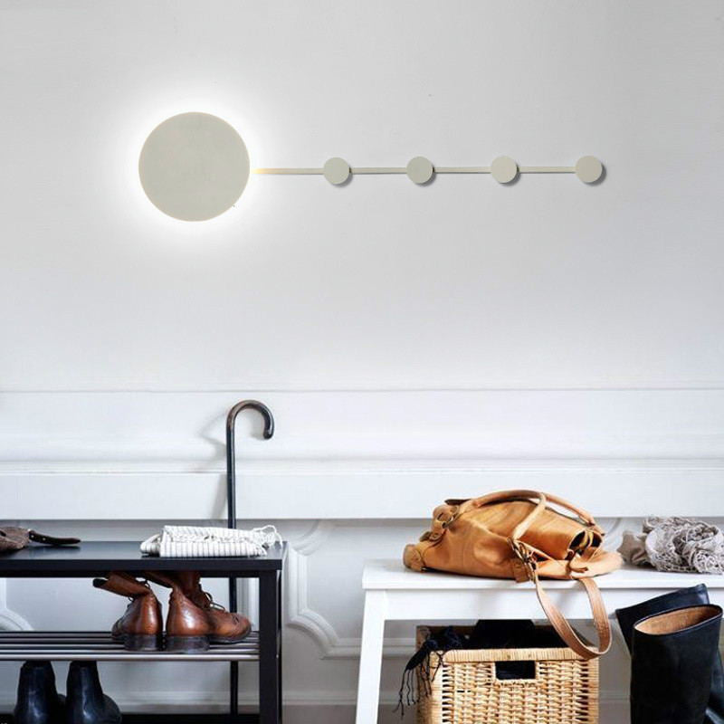Arisha Porte-manteau Applique Murale Linéaire Moderne, Métal, Noir/Blanc, Chambre