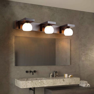 Muto Applique Murale à Miroir Intérieur Ronde Vintage LED Bois/Verre Burn Salle de Bain