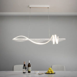 Arisha Style Géométrique Contemporain Linéaire Métal Suspension Blanc/Noir