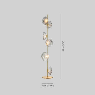 Avi Design Lampadaire Fleur Nordique Métal/Verre Noir/Or/Gris Chambre/Salon